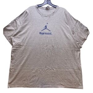 Air Jordan Represent Mens 3XL Jumpman Nike‎ Spell Out Y2K Gray Blue Athleisure